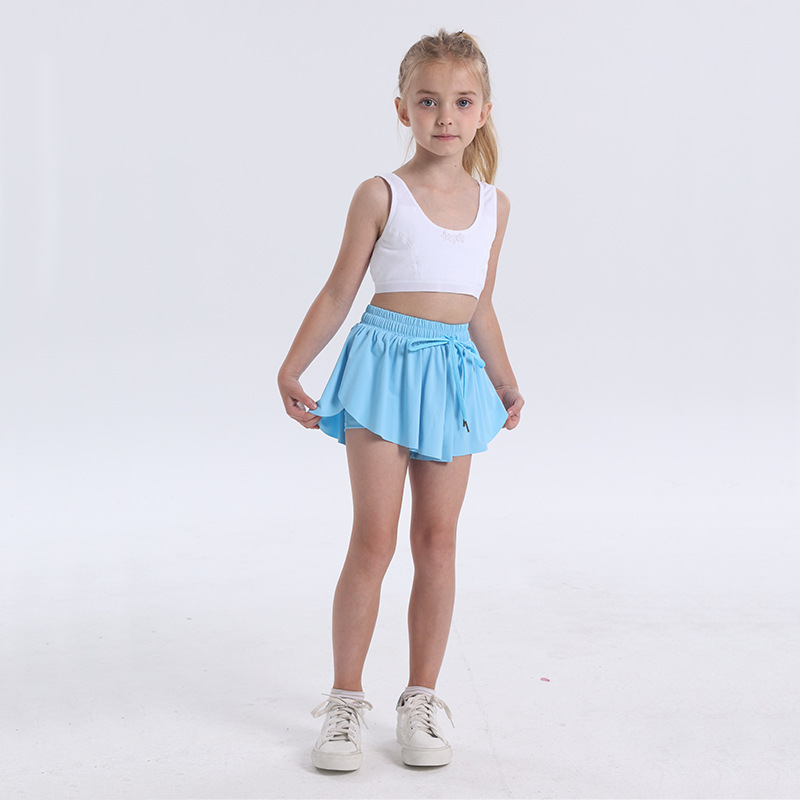 Girls 2 in 1 Butterfly Shorts Flowy Athletic Elastic Waist with Pockets