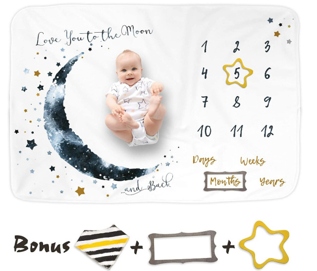 Baby Monthly Milestone Blanket Plush Fleece Photography Background Prop