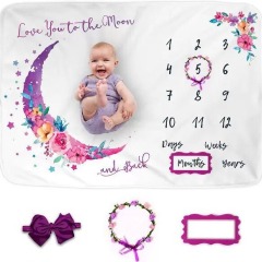 Baby Monthly Milestone Blanket Plush Fleece Photography Background Prop