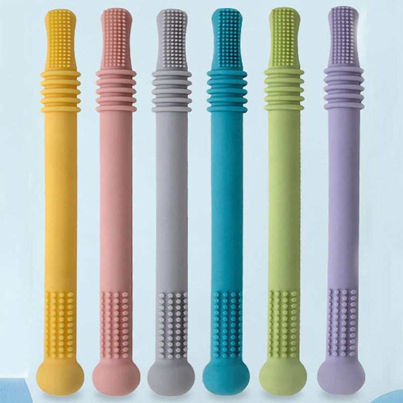 Baby Teething Sticks Soft Silicone Teethers in 6 Vibrant Colors