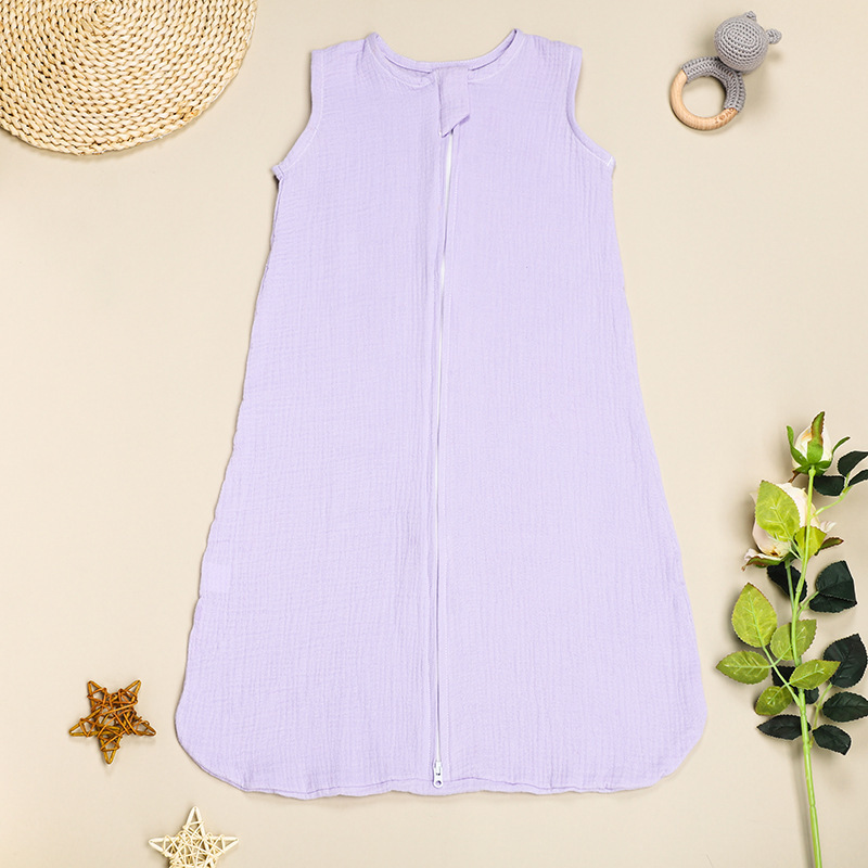 Baby Summer Breathable Cotton Wearable Blanket Sleep Suit with Zipper