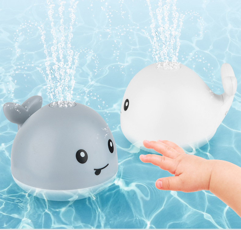 Baby Whale Bath Toys Fountain Water Table Spray Sprinkler LED Lights