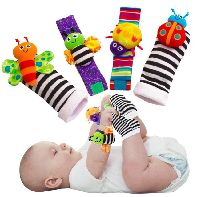 Baby Wrist Rattle Socks and Foot Finder Set Garden Bug Series