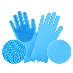 Pet Silicone Non-Slip Bath Gloves with High-Density Teeth Grooming Hanging Hole