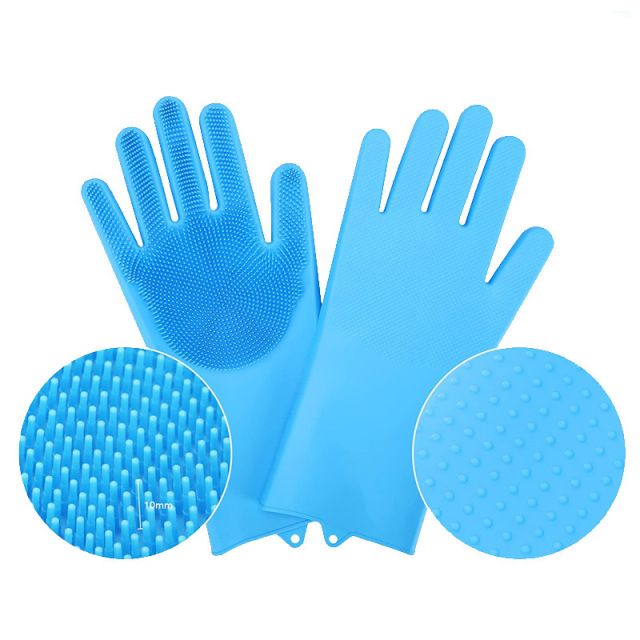 Pet Silicone Non-Slip Bath Gloves with High-Density Teeth Grooming Hanging Hole