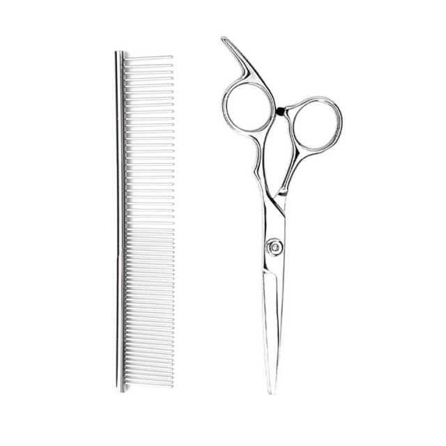 Dog Stainless Steel Grooming Scissors Comb Kit with Safety Round Tips