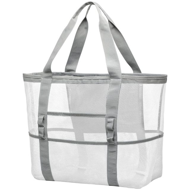 Mesh Beach Bag Large Tote Pool Bag 7 Pockets