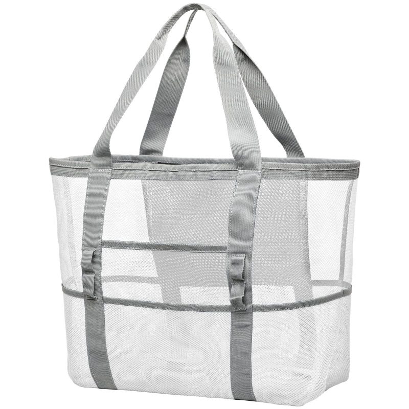 Mesh Beach Bag Large Tote Pool Bag 7 Pockets