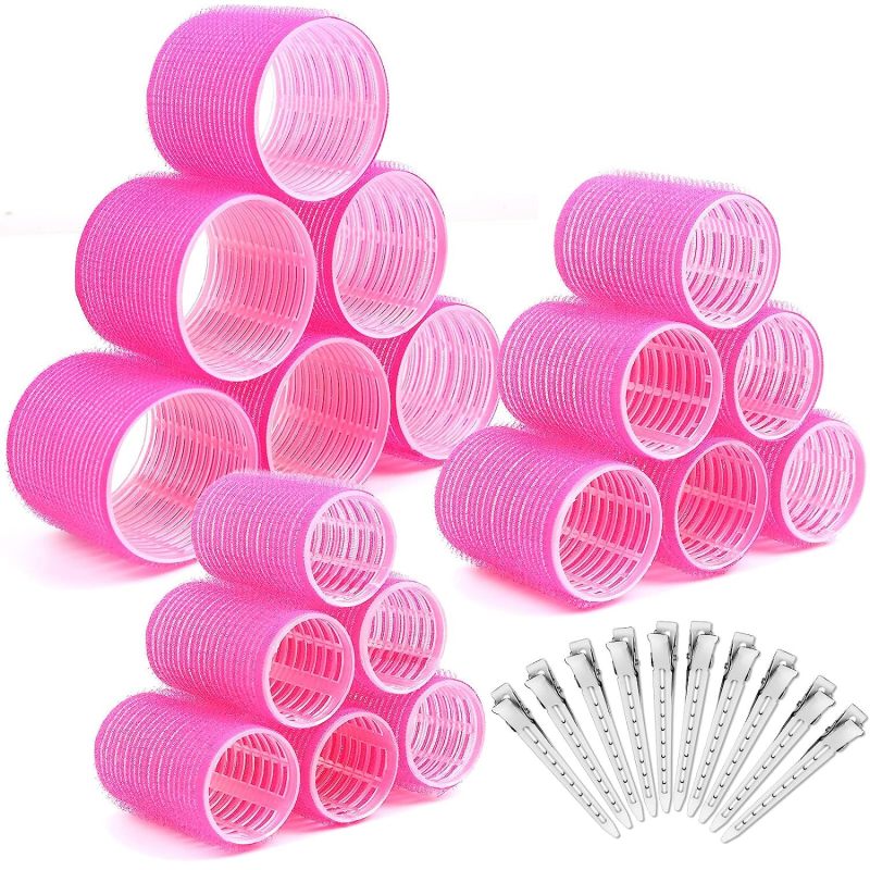 Self-Grip Hair Roller Set with Clips Salon Hairdressing Curlers