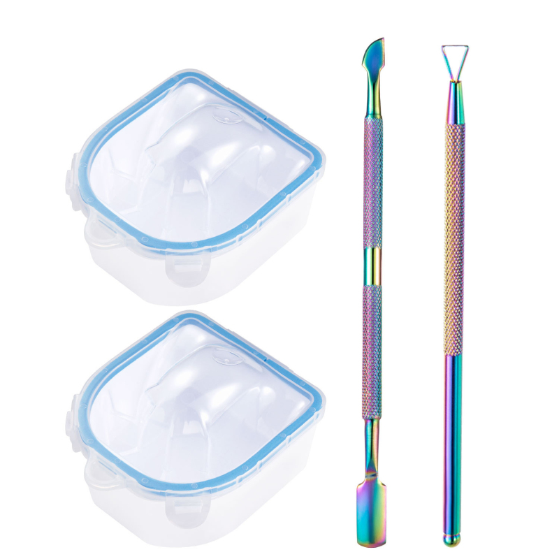 Nail Soaking Bowl Cuticle Powder Remover Tools Kit Soak Off