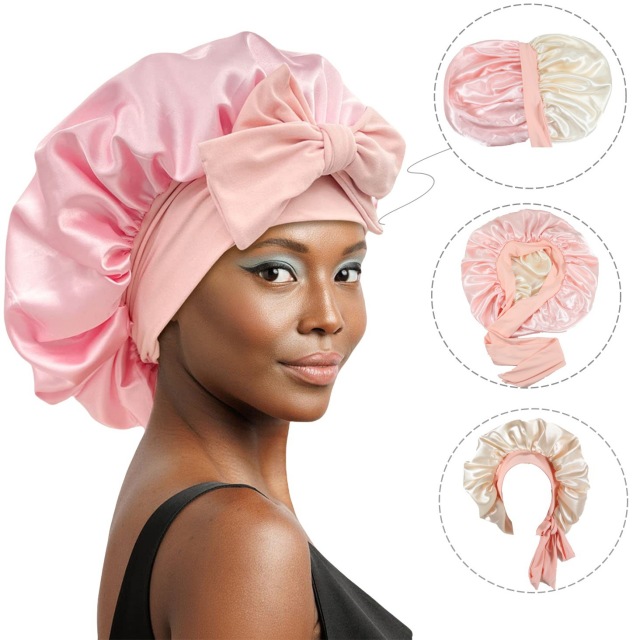 Satin Silk Hair Bonnet for Sleeping with Adjustable Straps