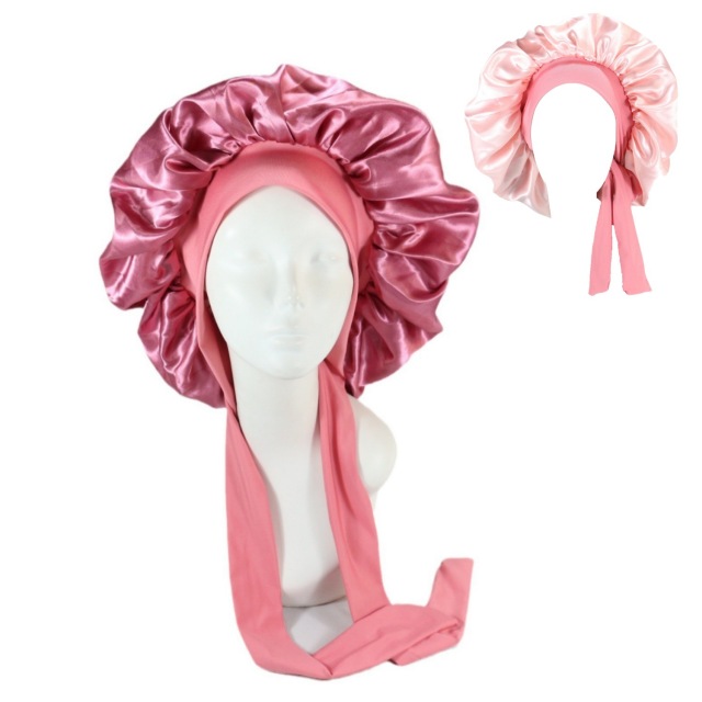 Satin Silk Hair Bonnet for Sleeping with Adjustable Straps