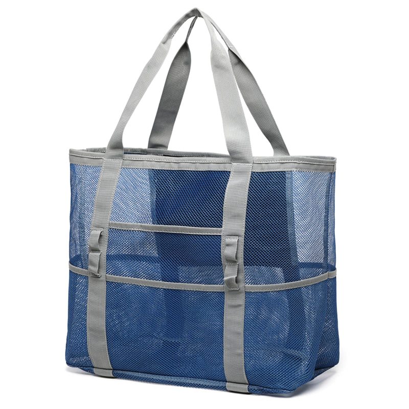 Mesh Beach Bag Large Tote Pool Bag 7 Pockets
