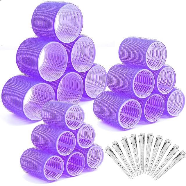 Self-Grip Hair Roller Set with Clips Salon Hairdressing Curlers