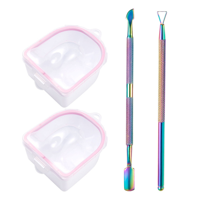 Nail Soaking Bowl Cuticle Powder Remover Tools Kit Soak Off