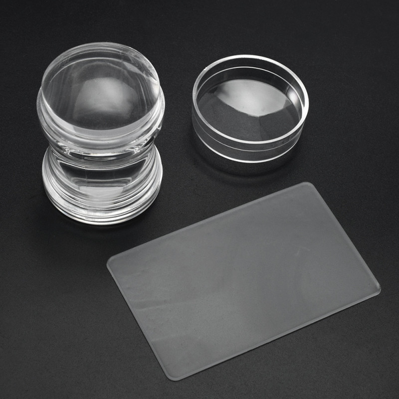Silicone Transparent Jelly Nail Art Stamper Kit Manicure French Nail