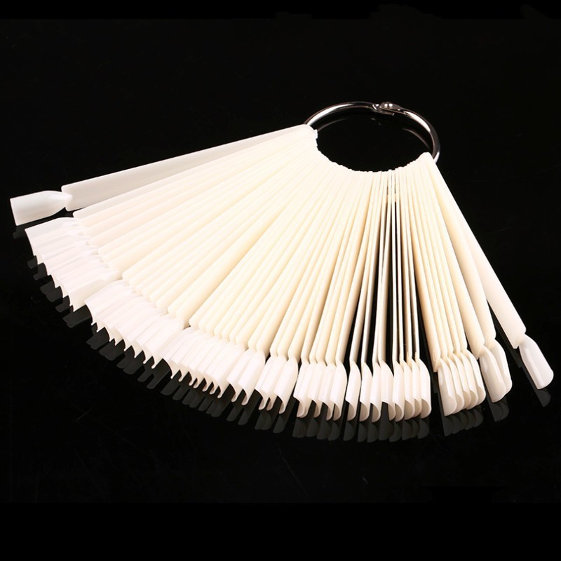 50 Pcs Nail Swatch Sticks Fan-shaped Display with Ring Screw