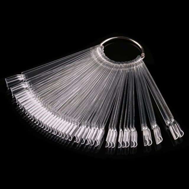 50 Pcs Nail Swatch Sticks Fan-shaped Display with Ring Screw