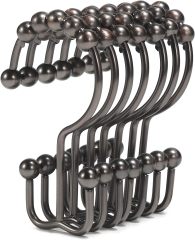 Stainless Steel Double Glide Shower Hooks Rings for Bathroom Shower Rods Curtains