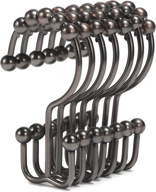 Stainless Steel Double Glide Shower Hooks Rings for Bathroom Shower Rods Curtains
