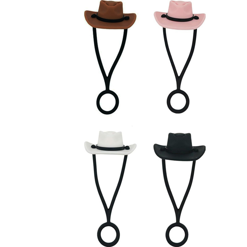 Silicone Cowboy Hat Straw Covers Cap Tumbler Straw Topper Compatible with Stanley Cup