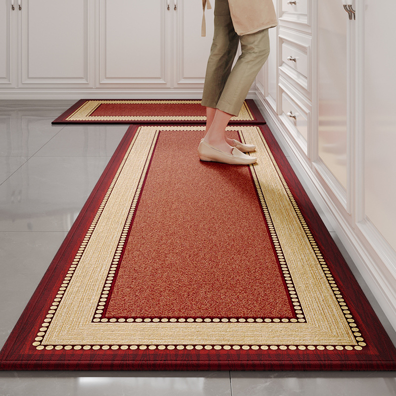Bordered Design Non-Slip Absorbent Runner Rugs Rubberback Rug for Hallway Kitchen