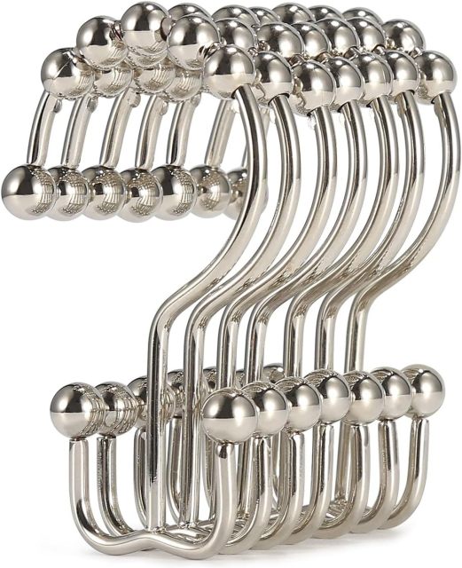 Stainless Steel Double Glide Shower Hooks Rings for Bathroom Shower Rods Curtains