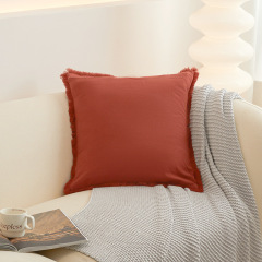 Linen Fringe Throw Pillow Covers Boho Cushion Cover with Tassels
