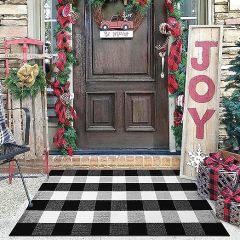 This front porch rug is soft and can be easily cleaned with a vacuum, hand-washed, or machine-washed.
