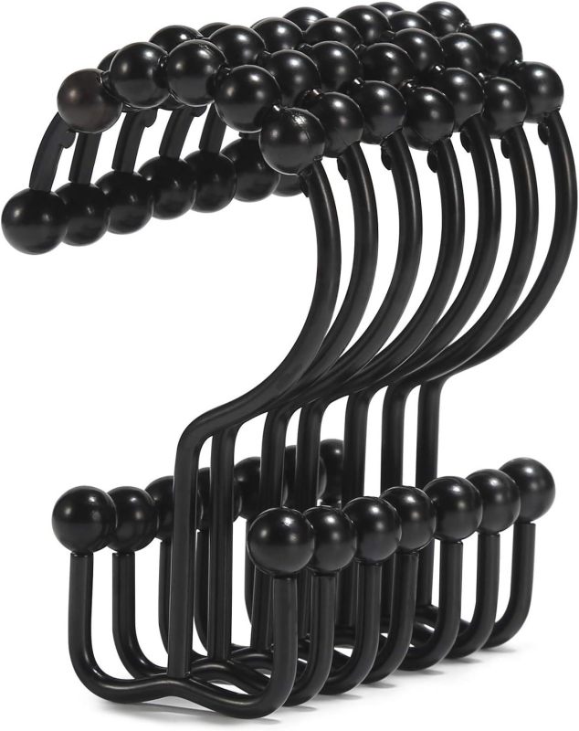 Stainless Steel Double Glide Shower Hooks Rings for Bathroom Shower Rods Curtains