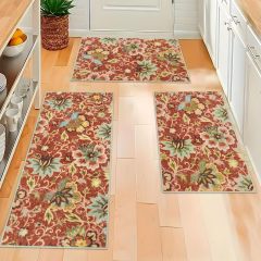 Non-Slip Floral Washable Area Rugs Stain Resistant Kitchen Rugs Paisley Print