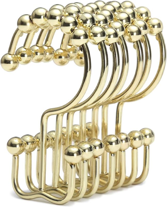 Stainless Steel Double Glide Shower Hooks Rings for Bathroom Shower Rods Curtains