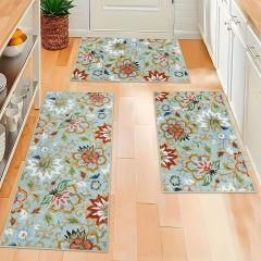 Non-Slip Floral Washable Area Rugs Stain Resistant Kitchen Rugs Paisley Print