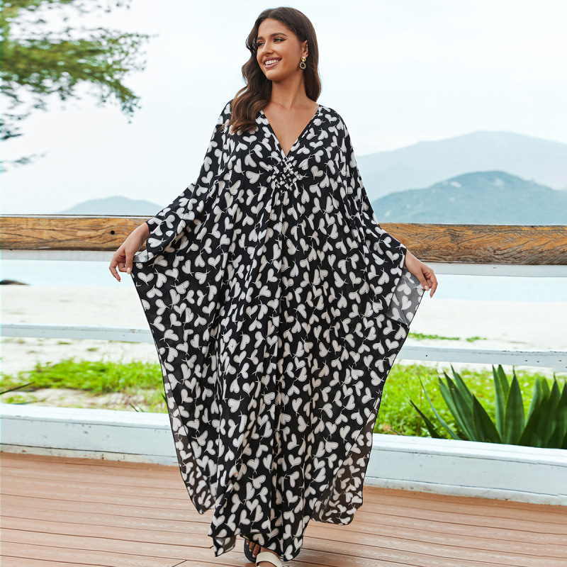 Women Maxi Beach Dress Blouse Kaftan Loose Fit Swimwear Cover Ups