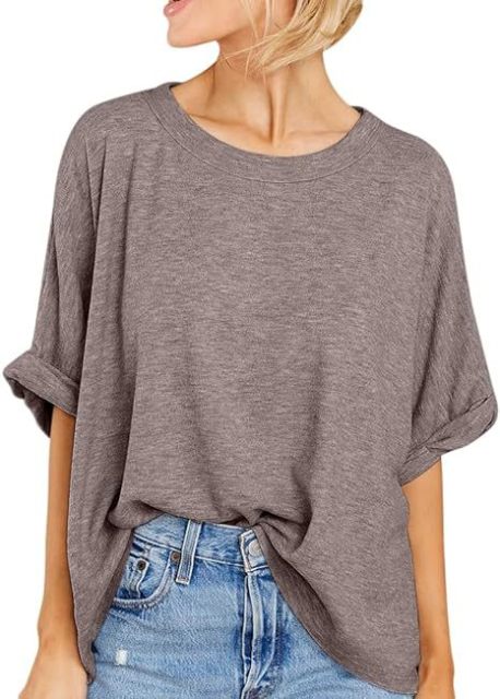 Womens Oversized T Shirts Loose Fit Crewneck Short Sleeve Summer Casual Blouse