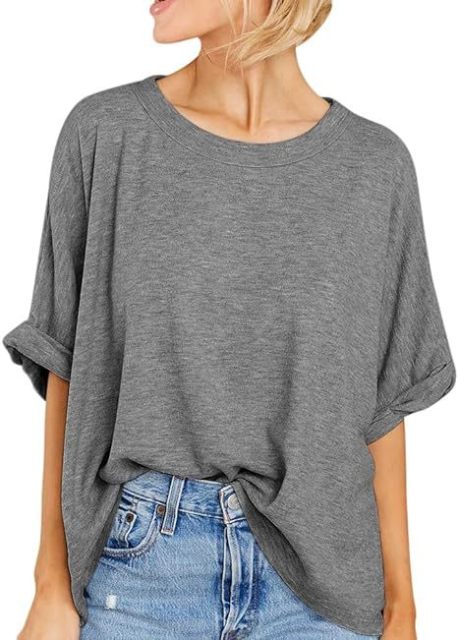 Womens Oversized T Shirts Loose Fit Crewneck Short Sleeve Summer Casual Blouse