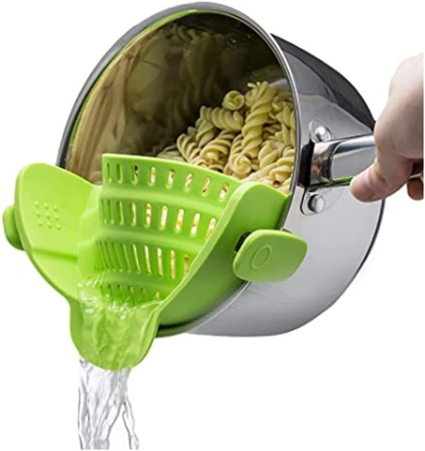 Silicone Clip-On Colander Heat Resistant Drainer for Bowl Pots Pans