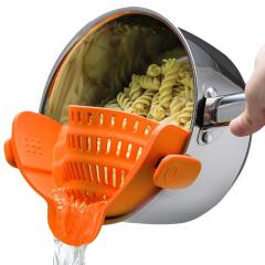 Silicone Clip-On Colander Heat Resistant Drainer for Bowl Pots Pans