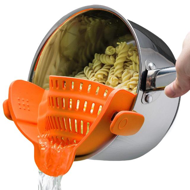 Silicone Clip-On Colander Heat Resistant Drainer for Bowl Pots Pans