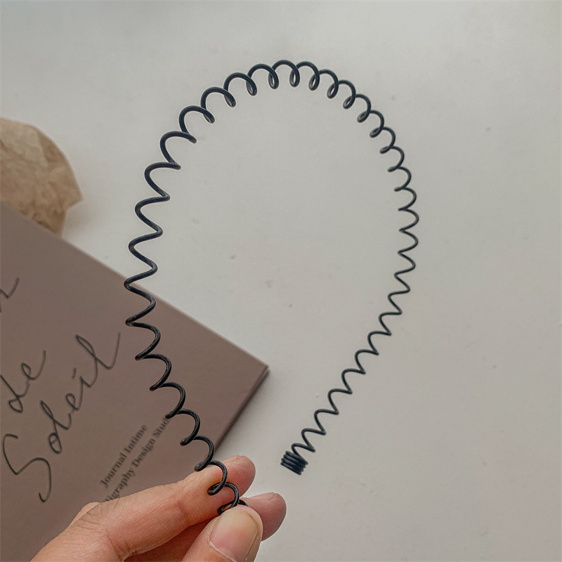 Spring Wave Hoop Non Slip Metal Headbands Unisex Simple Slicked Back Hair Band