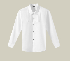 Boys Long Sleeve Button Down Shirt Expandable Collar Polo Uniform
