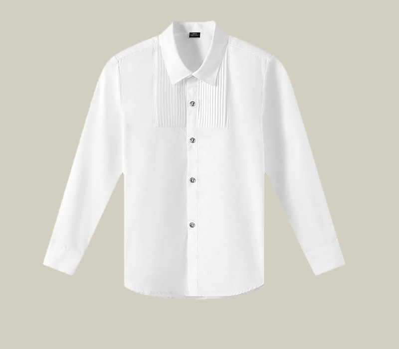 Boys Long Sleeve Button Down Shirt Expandable Collar Polo Uniform