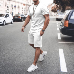 Men's 2Pcs Outfits Plus Size Tops Shorts Set Breathable