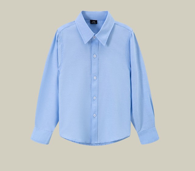 Boys Long Sleeve Button Down Shirt Expandable Collar Polo Uniform