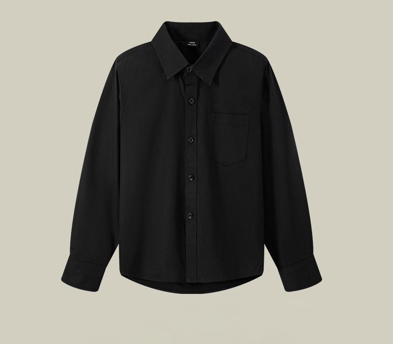 Boys Long Sleeve Button Down Shirt Expandable Collar Polo Uniform