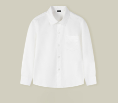 Boys Long Sleeve Button Down Shirt Expandable Collar Polo Uniform