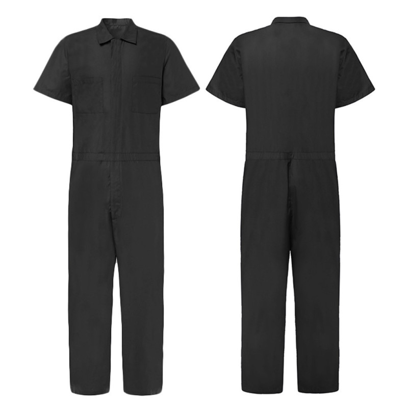 Men's Short-Sleeve Work Coverall Lightweight with Elastic Waist