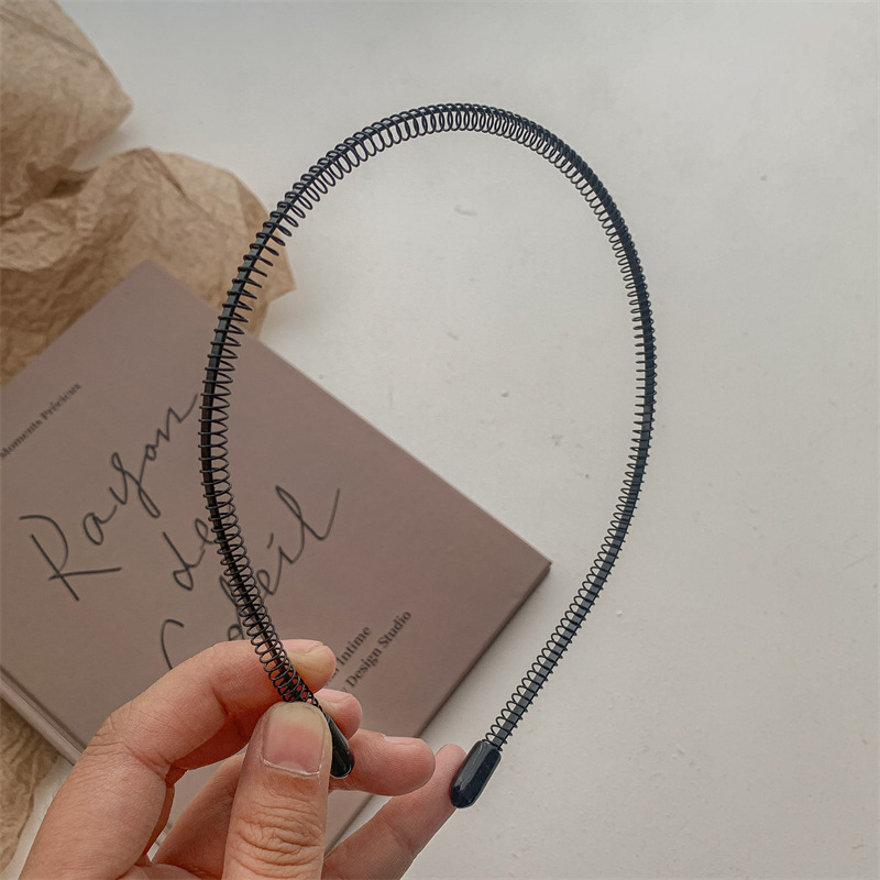 Spring Wave Hoop Non Slip Metal Headbands Unisex Simple Slicked Back Hair Band