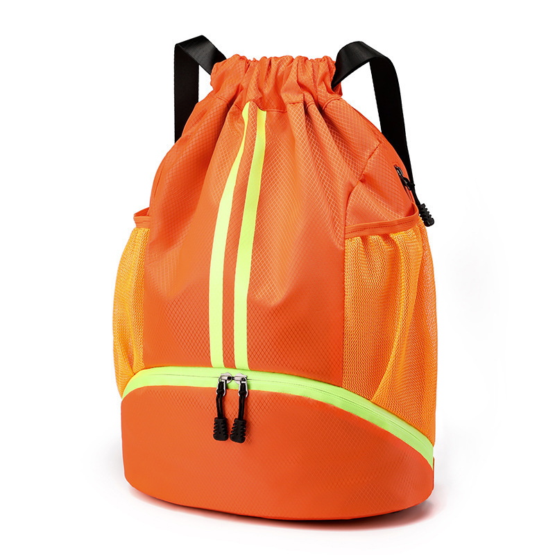 Sports Drawstring Backpack Swim Gym Bag Wet Proof Pocket