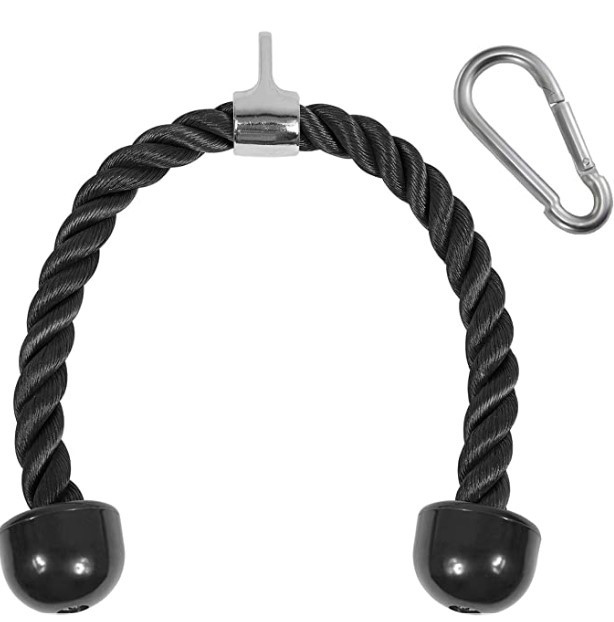 Tricep Rope Cable Attachment Pull Down Rope with Carabiner